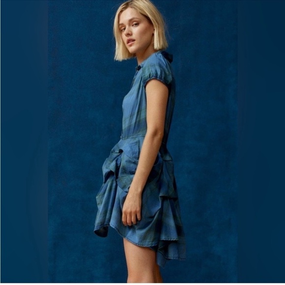 Urban Outfitters BDG Blue Plaid Button-Up Dress - Picture 3 of 3